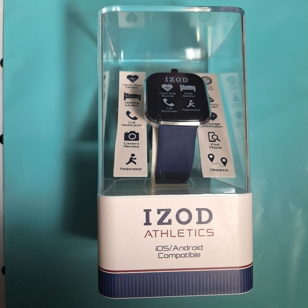 IZOD Unisex Smart Watch Plastic Strap in Silver and Navy One Size